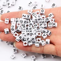 100 500pcs square white and black mixed letter acrylic beads cube loose spacer alphabet beads for jewelry making diy accessories