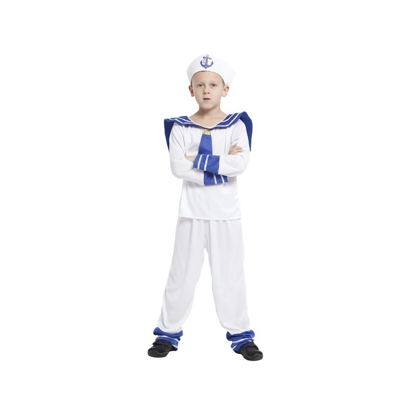 Детский костюм моряка белого и темно синего цвета для мальчиков|Костюмы