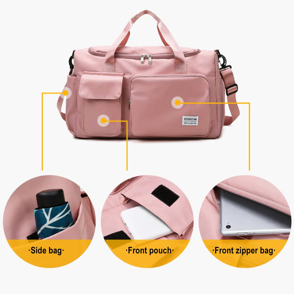 Women's Travel Yoga Handbags Training Sports Gym Bag Waterproof Fitness Crossbody Bags With Shoe Pouch For Trolley Case X265A