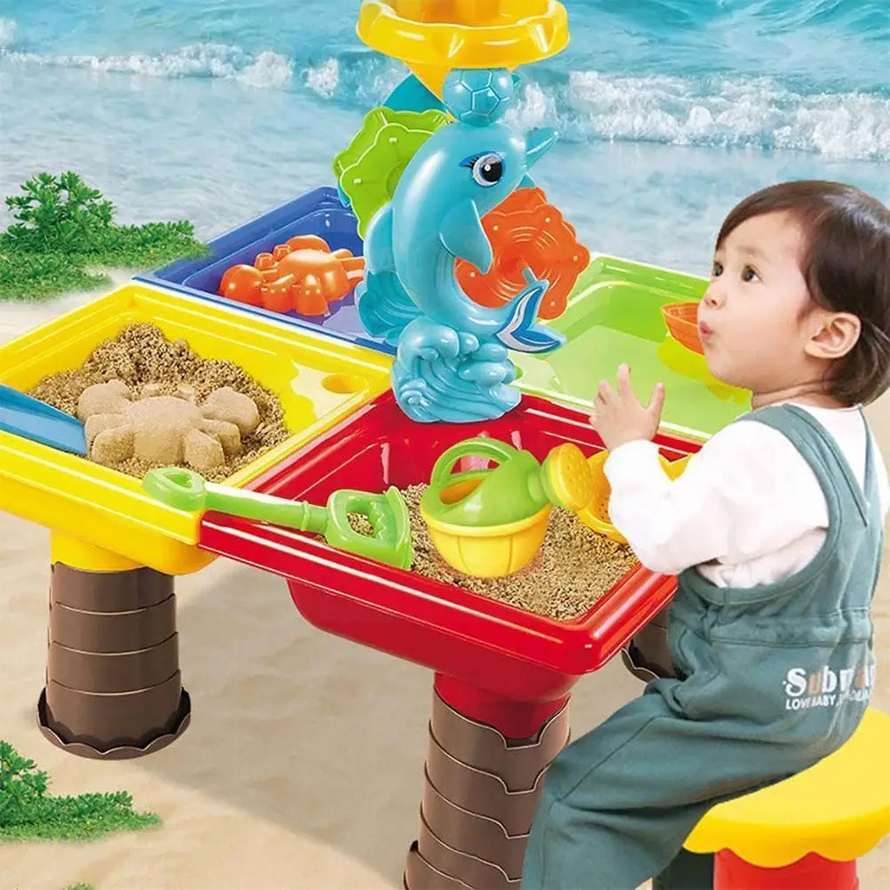 

Creative Baby Summer Sand And Water Table Box Baby Toys Waterwheel Toys Kids Play Family Children Beach Parent-child Set Ou S2I6