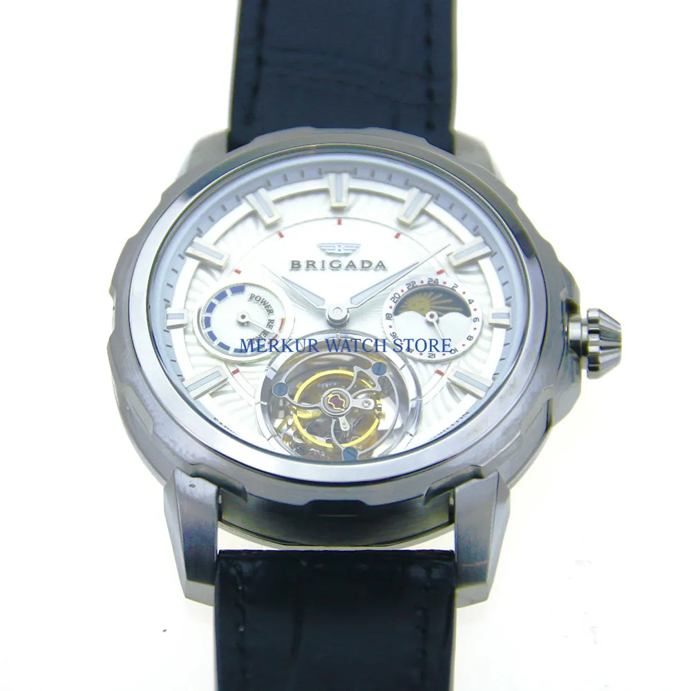 Sugess мужские часы летающие механические Tourbillon механизм Skelenton Роскошные 24 часа запас хода карусель часы