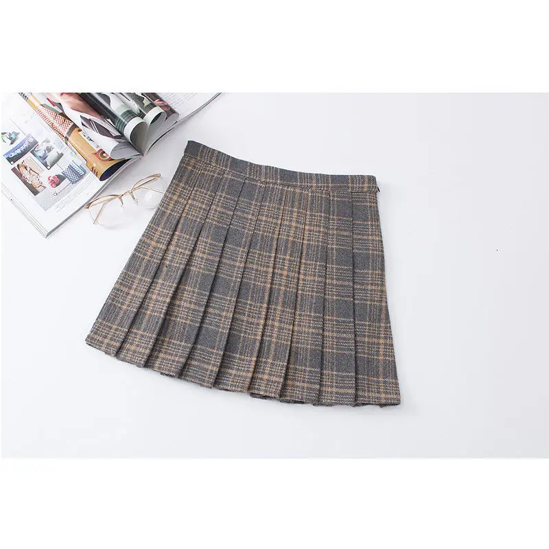 Skirt women Женская клетчатая юбка в консервативном стиле с высокой талией Harajuku Мини Милая юбка для танцев трапециевидной формы в клетку Faldas XXL - Цвет: Skirt women