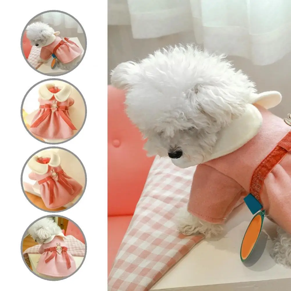 

Warm Cute Small Dog Winter Pullover Clothes Washable Dog Dress Pink for Outdoor