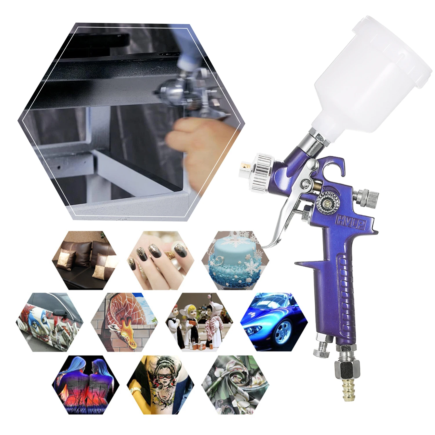 Мини HVLP Краски опрыскиватель Аэрограф Комплект Touch Up распыления инструмент