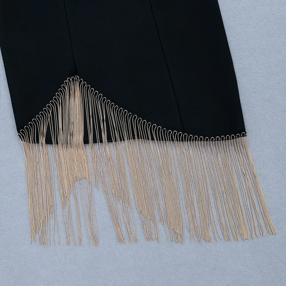 

S-L Pure Color Women's Sling High Waist Halter Gold Chain Fringed Irregular Mini Skirt Summer New Fashion Sexy Sleeveless Dress