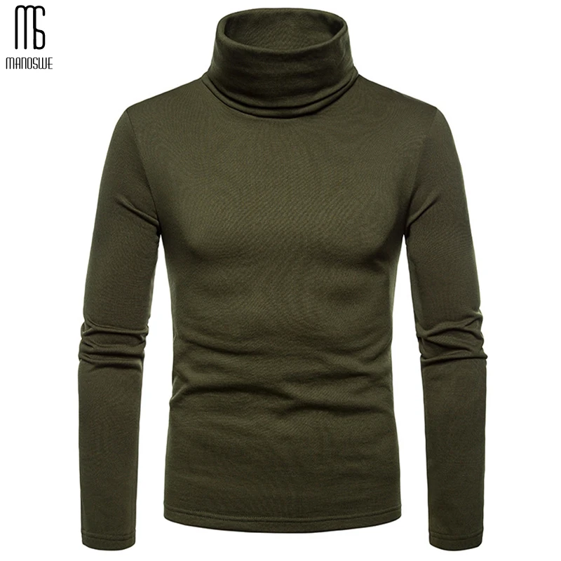Manoswe Мужская теплая облегающая блузка с длинным рукавом Однотонный свитер