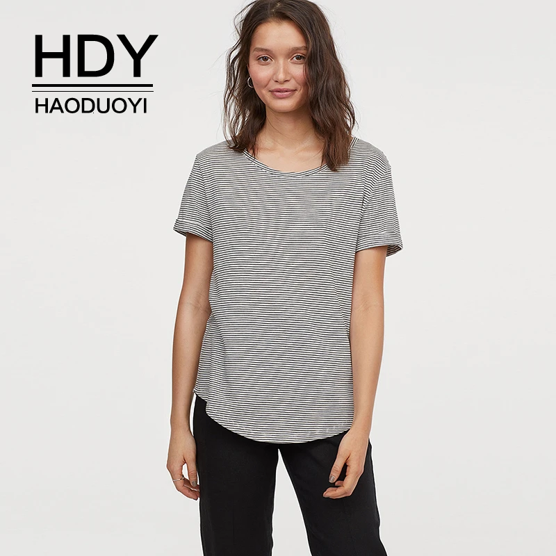 HDY Haoduoyi 2019 Новая модная женская повседневная одежда стильная простая полосатая