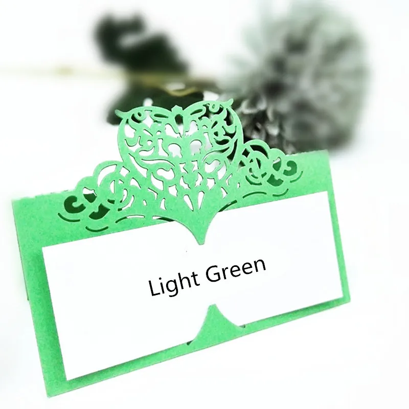 light green 50 шт белые полые в форме лебедя свадебные вечерние настольные карточки с именем для декора лазерная резка сидения Декорации для свадьбы 6Z - Цвет: light green