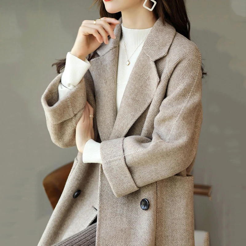 Женский двубортный плащ Sister Fara элегантная кашемировая ветровка повседневный