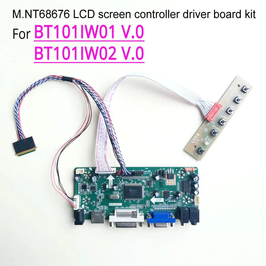 

For BT101IW01 V.0 BT101IW02 V.0 DVI VGA LED Notebook PC 1024*600 WLED LVDS 40Pin 10.1" M.NT68676 Controller Drive Card Kit