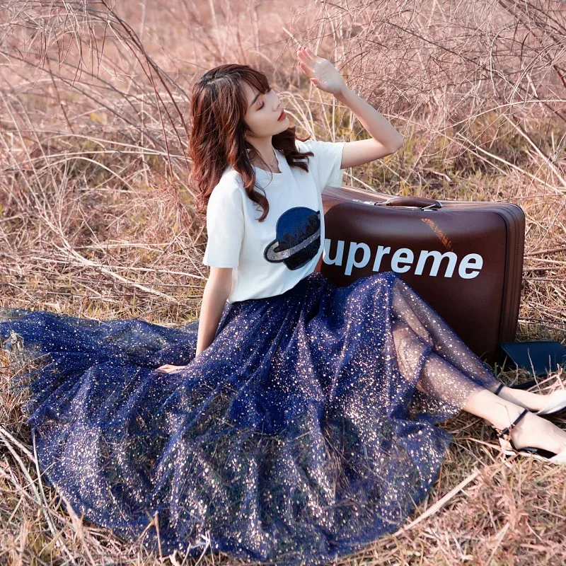 HAMALIEL подиумная летняя хлопковая белая футболка с блестками Модный комплект из 2