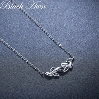 2021 new black awn silver necklace silver color necklace women jewelry leaf pendants p202