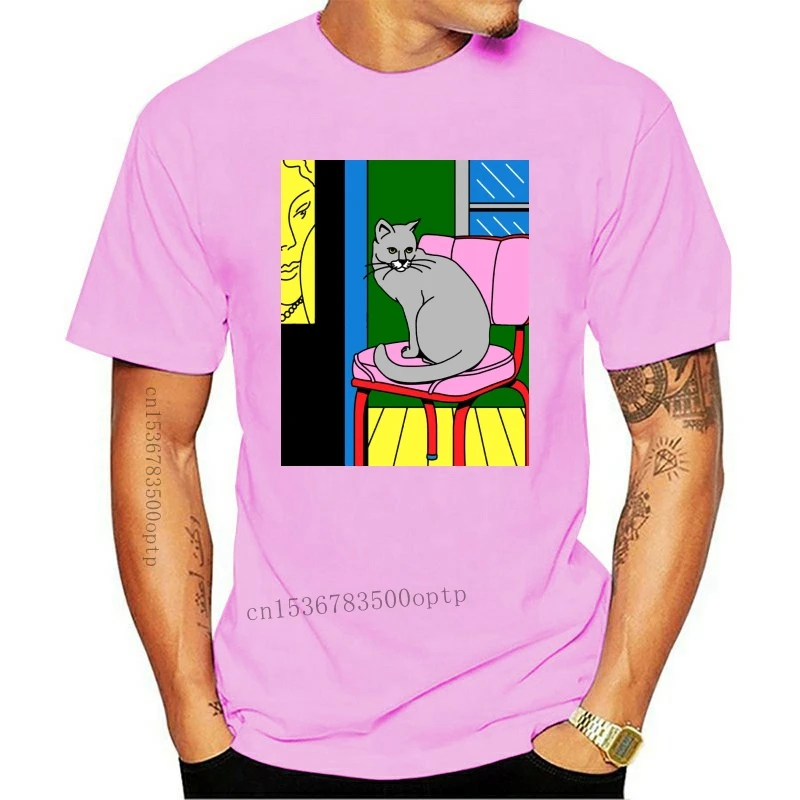 

New Mens t-shirt cat illustration henri matisse interior chair france art book