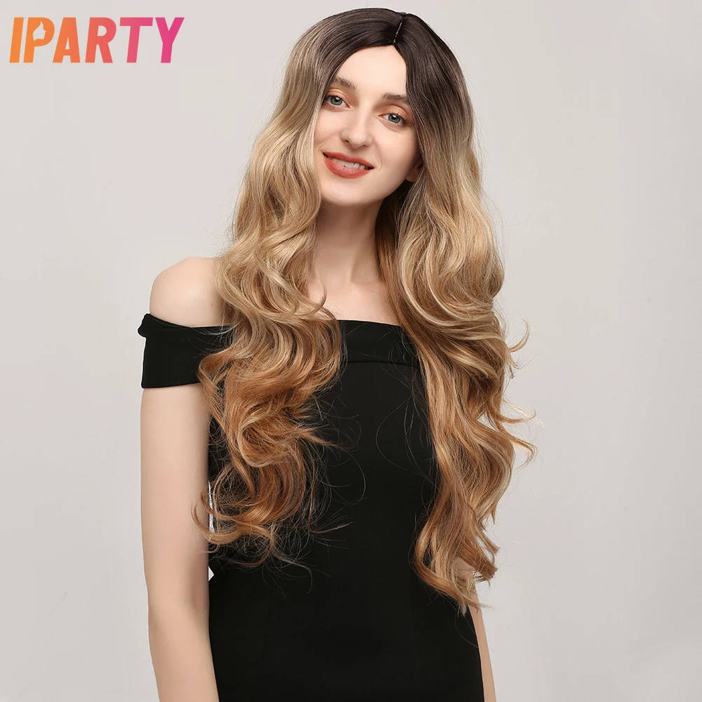 Мёд блондинка синтетические парики для женский черный корень Романтический