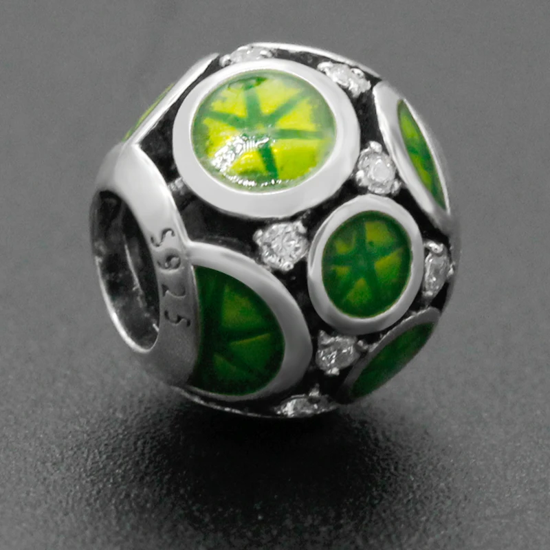 

Fit Original Pandora Bracelet Beads 925 Sterling Silver Green Enamel Charm for Women Silver 925 Jewelry Valentine's Day Gift