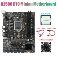 b250c btc mining motherboard with g3930 cpufansata cableswitch cable 12pcie to usb3 0 gpu slot support ddr4 dimm ram