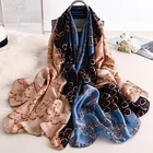 Осень-зима женские шёлковые шарфы, популярные красивые круг печать шелковое кашне леди шарф качество роскошная шаль пляжные обертывания хиджаб