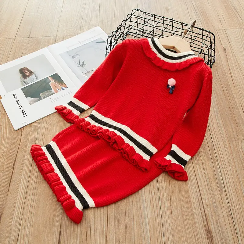 2019 г. Повседневный осенний комплект одежды принцессы для девочек пуловер с