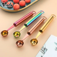1pc stainless steel fruit spoon watermelon baller scoop hangable ice cream spoon home kitchen accessories party picnic tool
