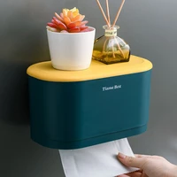 wall mounted paper towel box household nailless waterproof bathroom roll box shelf multifunctional toilet paper box