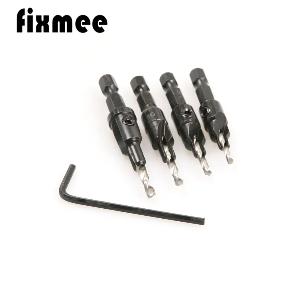 4 шт. Hss промышленная Зенковка сверло набор 1/4 &quotШестигранным хвостовиком #6 #8 #10 #12