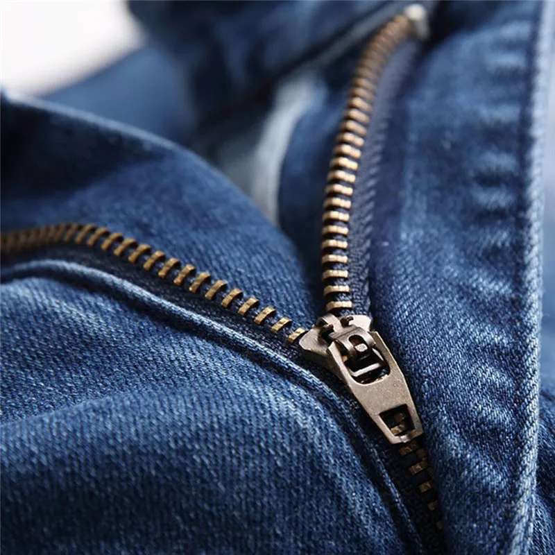 Мужские брюки индивидуальные рваные облегающие на молнии стрейчевые джинсовые