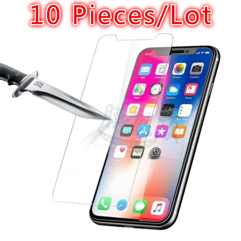 10 шт. закаленное стекло на IPhone XR XS Max X 7 8 6 6S Plus 4 4s 5 5S SE с уровнем твердости 9H