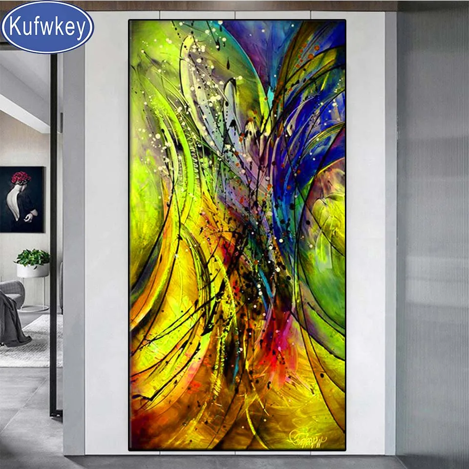 

Large Diamond Painting Full Square Round 5d abstract colorful 3D Embroidery Cross Stitch Rhinestone 5d DIY Mosaic Colorful Art
