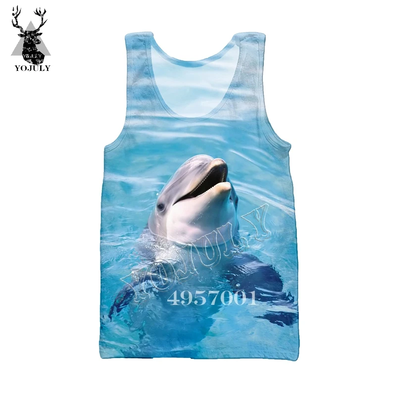 YOJULY Dolphin 3D принт Harajuku майка для мужчин Модный повседневный жилет Летний морской плавание унисекс уличная одежда рубашки без рукавов Ve31 - Цвет: 19