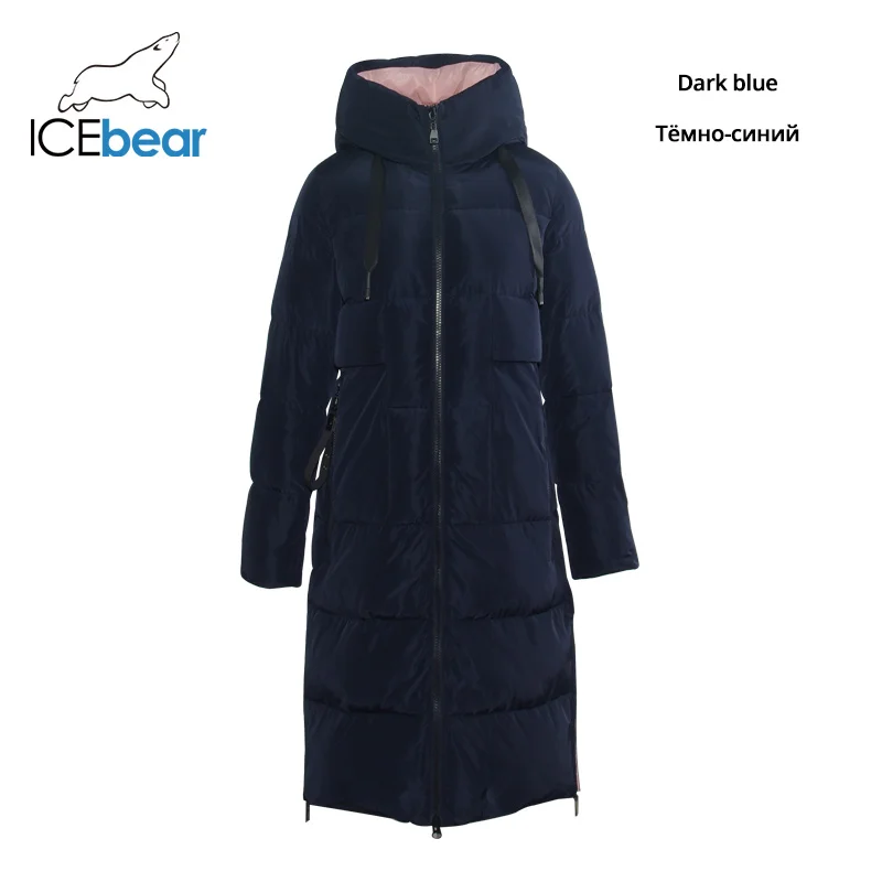 G425 ICEbear новая зимняя Для женщин куртка высокое качество длинное осенне-зимнее двубортное пальто с капюшоном парки стильные Для женщин брендовая одежда GWD19507I - Цвет: G425