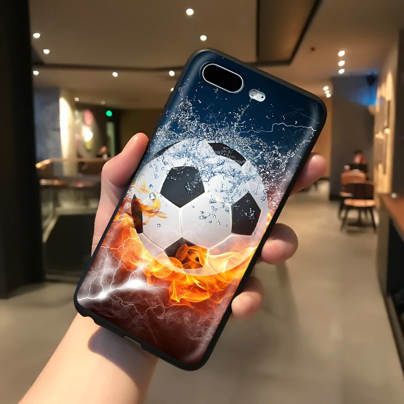 YIMAOC Fire Football Soccer Ball Silicone Soft Case for iPhone 12 Mini 11 Pro XS Max XR X 8 7 6 6S Plus 5 5S SE | Мобильные телефоны