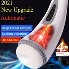 Мужской мастурбатор с автоматическим сосанием, Глубокая глотка, Мужской мастурбатор, чашка 18 см, канал, вибрирующий, нагревающийся, секс-игрушки для мужчин