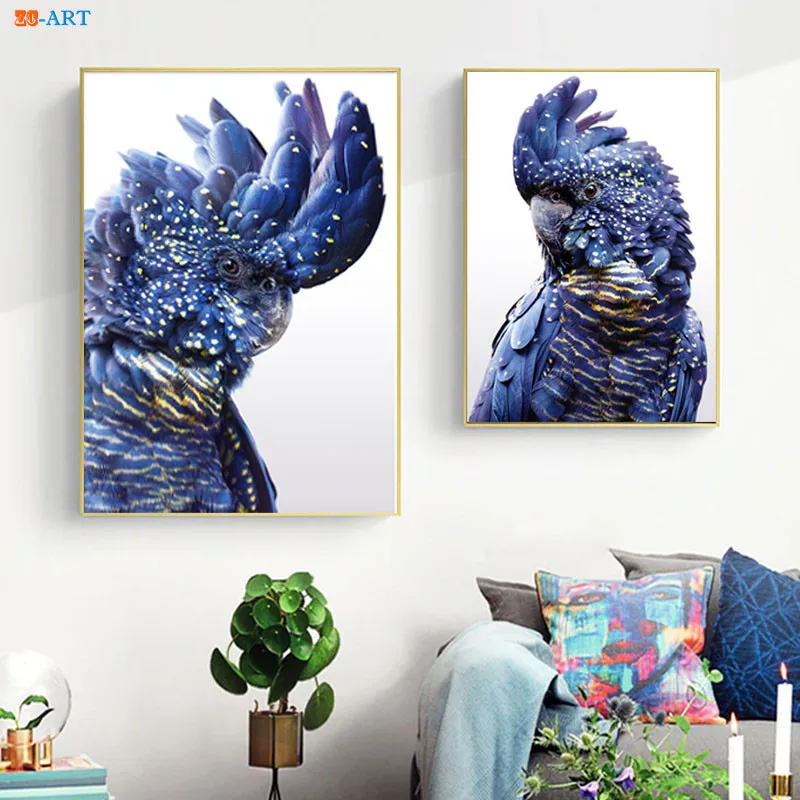 В австралийском стиле с принтом Птица постер попугая черный Какаду холст картины