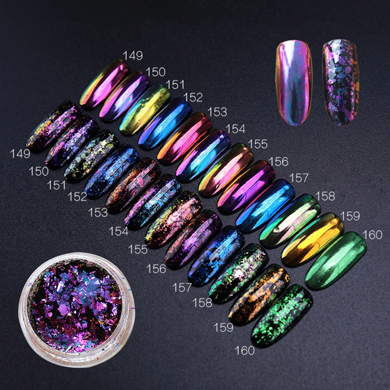 

Holographic Nail Powder UV Gel Polish Laser Mirror Glitter Powder Nail Art Pigment Metallic Dust Decorations Design Nail Powder