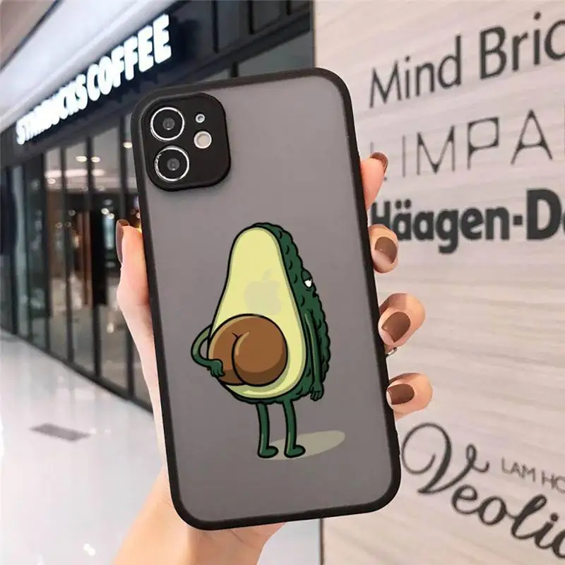 

Phone Case For iPhone 12 11 Mini Pro XR XS Max 7 8 Plus X avocado Green Matte transparent cover