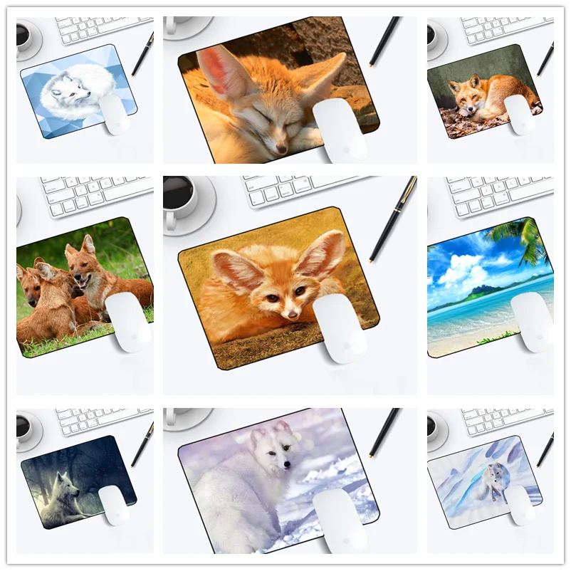 

Yuzuoan Cute animal trumpet gaming mouse pad little fox laptop mouse pad rubber rounded mouse pad
