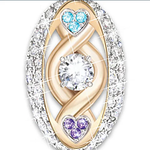 2019 Women's Fashion To tie the knot Charm Oval Pendant Necklace Heart Blue Purple Cubic Zirconia Lover Jewelry Gifts | Украшения и