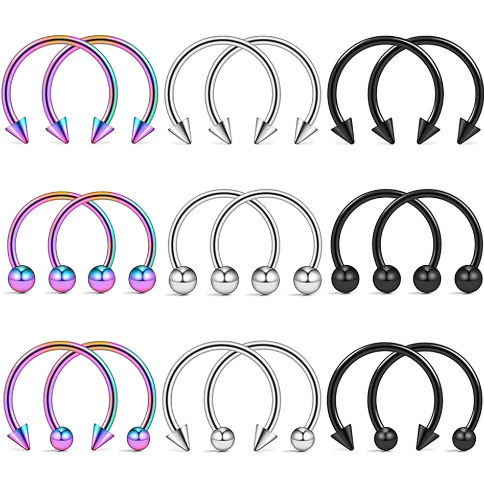 

Surgical Steel Not Allergic Nose Ring Horseshoe Hoop Earrings Cartilage Piercing Clip Lip Ring Hook Body Jewelry Punk Nose Rings