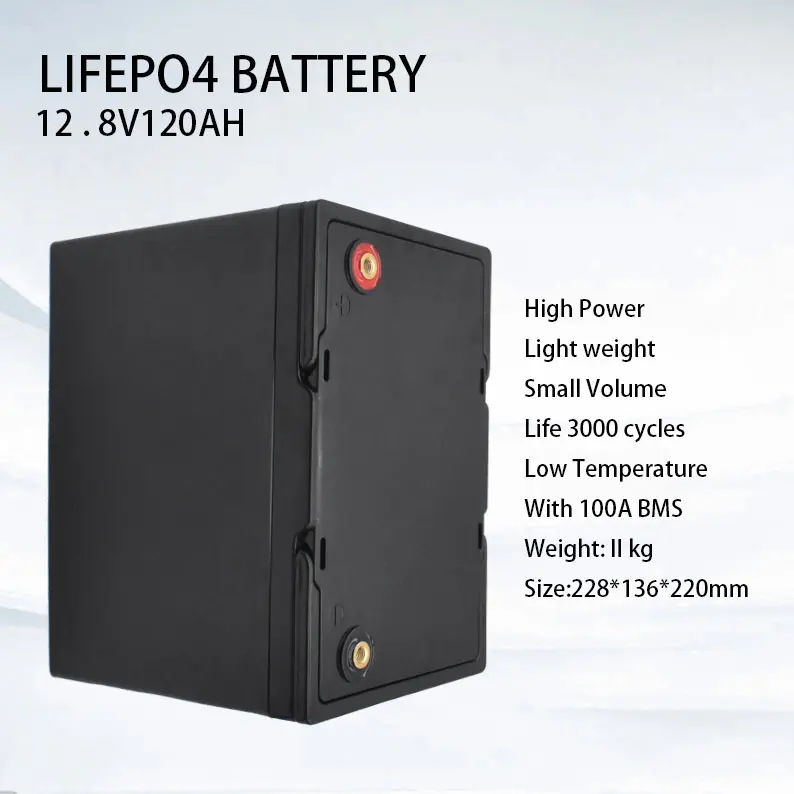 

12.8v 120AH lifepo4 battery with 100A BMS 12V 120Ah battery for cart UPS home appliance inverter
