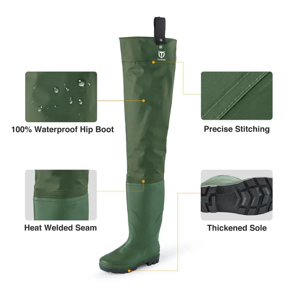 TideWe легкие двухслойные ПВХ/нейлон для ловли нахлыстом бедер сапоги охоты ботинки