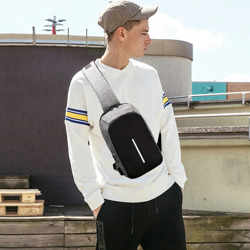 

Men's Casual Street Chest Bag Usb Charging Outdoor Travel Casual Crossbody Shoulder Bag Small Sport Cross Body Fashion Bag 2021
