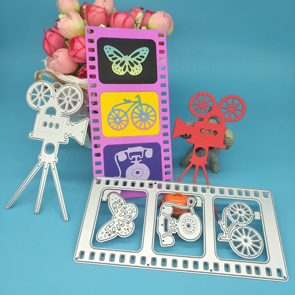 

Video camera, slide projector, film metal cutting die, scrapbook, photo album, greeting card, DIY decoration, handmade artwork