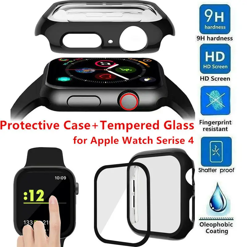 

Чехол для часов + закаленное стекло для Apple Watch 40 мм 44 мм, защита экрана, чехол-бампер для Iwatch Series 5 4, рамка