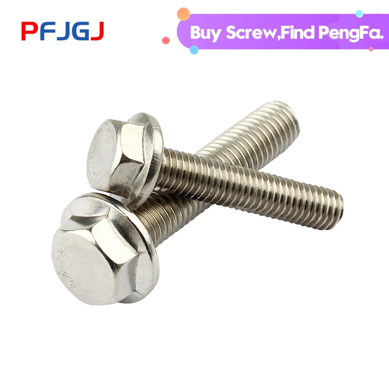 

Peng Fa M5M6M8M10 GB5789 304 Stainless Steel Flange Face Hex Screws with Hexagonal Flange Bolts Screws
