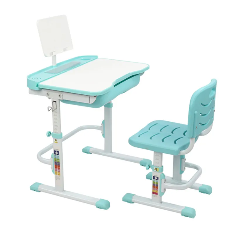 

70CM Lifting Table Can Tilt Children Learning Table Kid Study Table And Chair Gray With Reading Stand Without Table Lamp