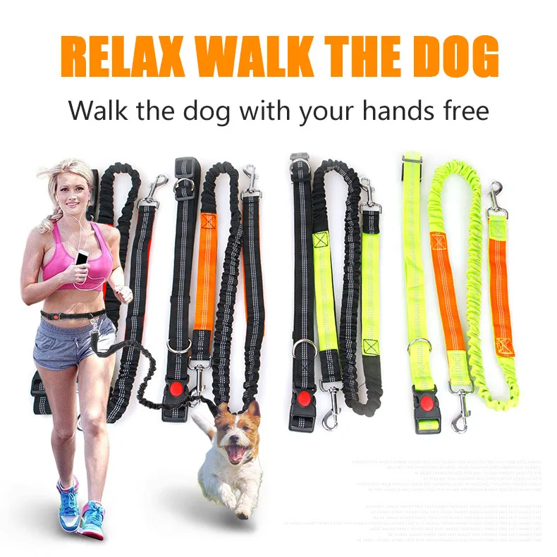 

Dog Leash Running Training Nylon Multi-Function Adjustable Pet Traction Rope outdoor Running Hand Free Leash Rope For Big Dogs