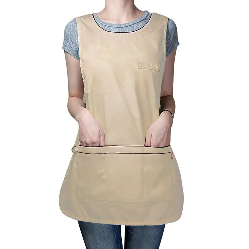Кухонный Фартук для мужчин и женщин регулируемые пуговицы с 2 карманами рабочая