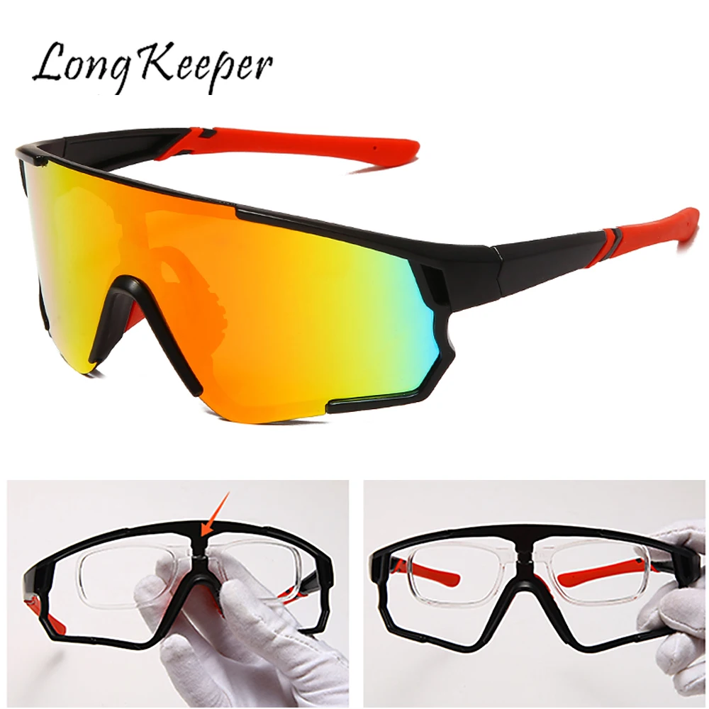 

Longkeeper Polarized Sunglasses Men Professional Oversized Outdoor Sport Glasses Photochromic Driving Goggles Mirror Sunglasses