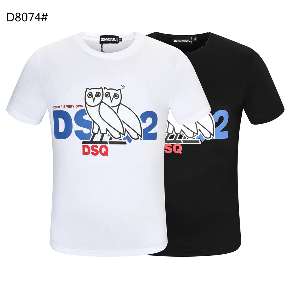 

DSQ PHANTOM TURTLE Men's Short Sleeve Logo Series Graphic T-Shirt Men Fashion Print Cotton Tees Breathable Quality Tops D8074
