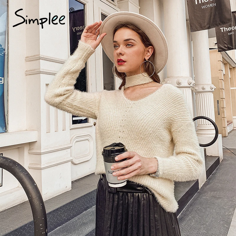 Женский вязаный свитер Simplee привлекательный пуловер на лямке с открытыми плечами